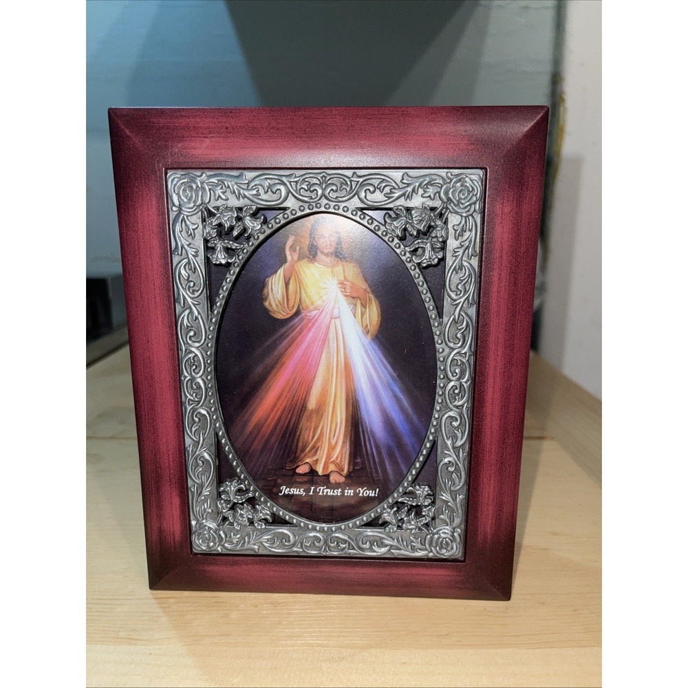 Vintage Jewelry Trinket Keepsake Box Wood Inset Metal  Frame